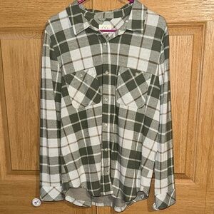 Dry Goods Thread and Supply Green and White Plaid Button-Up Shirt